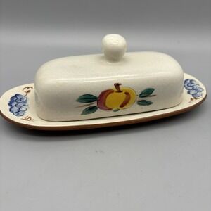 Stangl Pottery Covered Butter Dish Hand Painted Friut Peach Pattern